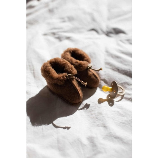 Wollen babyslofjes bruin